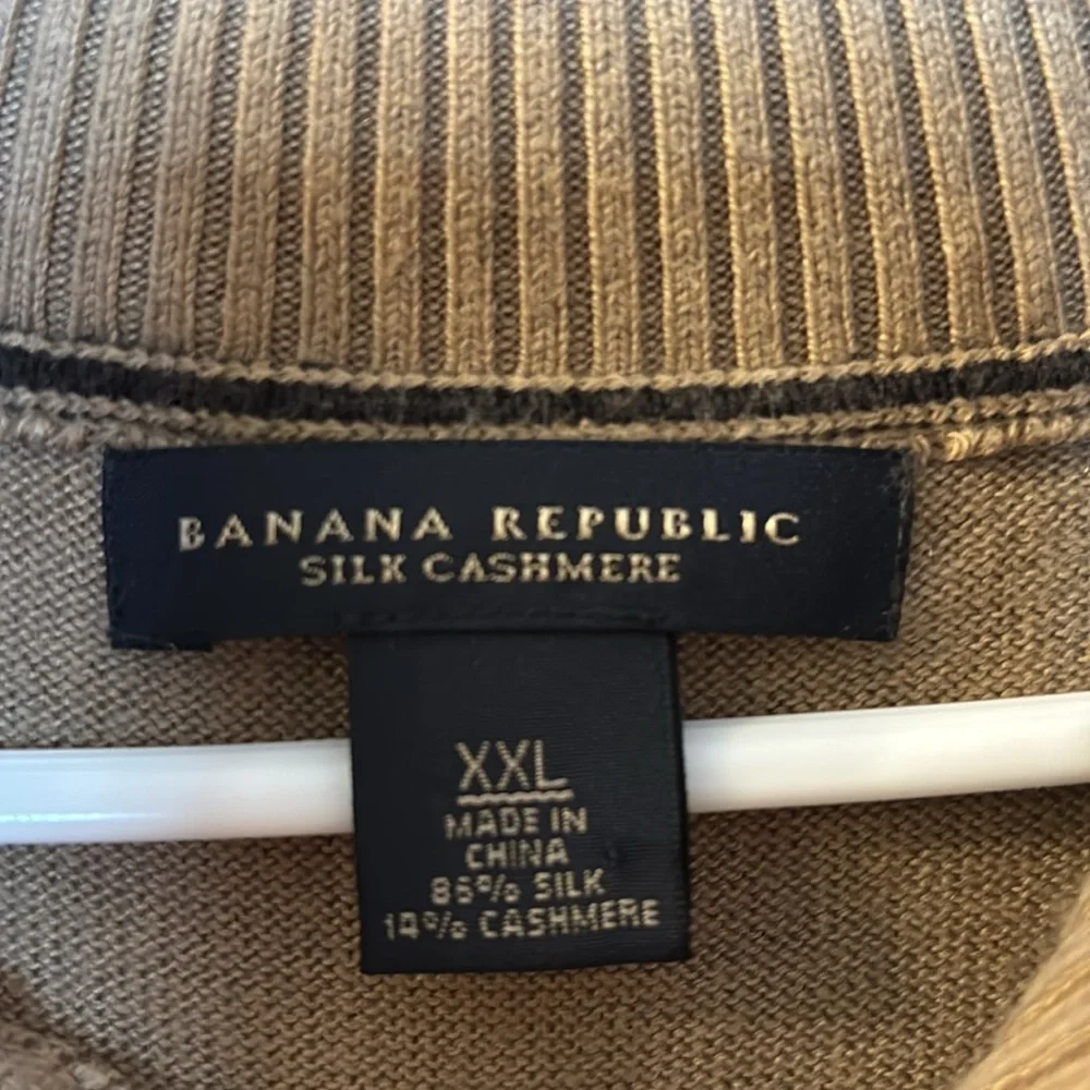 Banana Republic Tan Zip Up Sweater Fine Knit